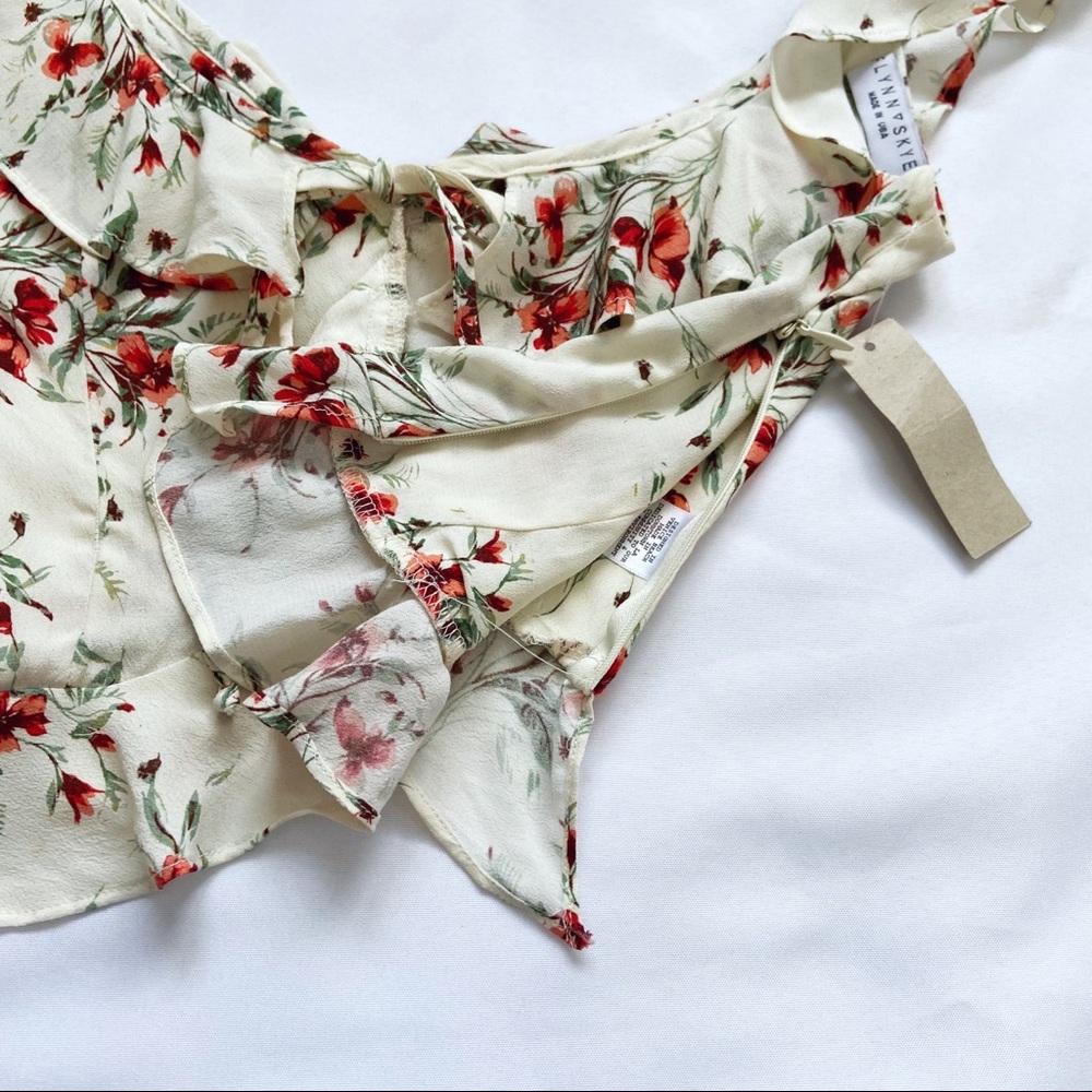 ❤️SOLD NWT Flynn Skye X Revolve Mimi Floral Ruffle Trim Tie Boho Blouse Top XS - Picture 10 of 14
